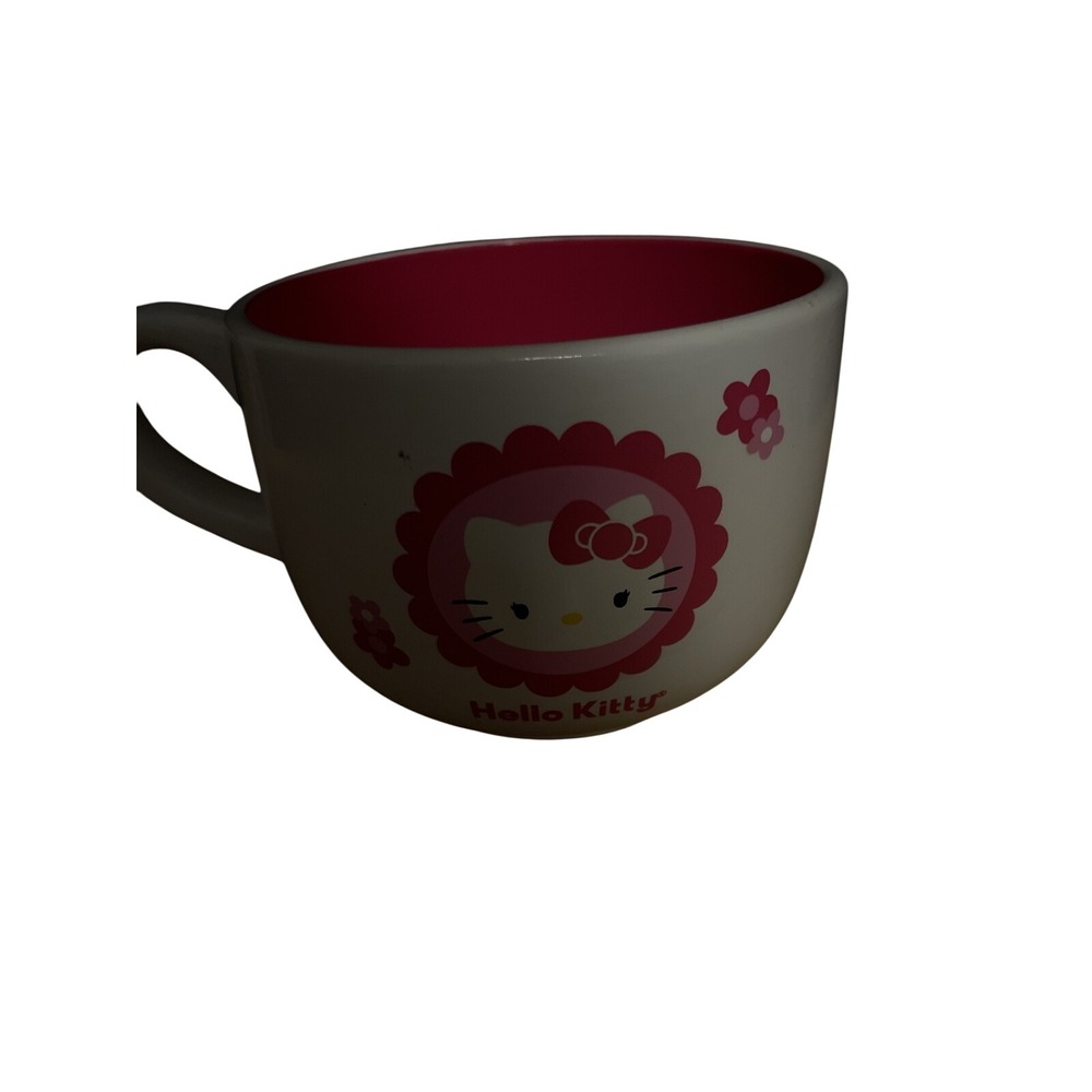 Hello Kitty Ceramic Mug Pink Interior White Exterior Cute Character Design